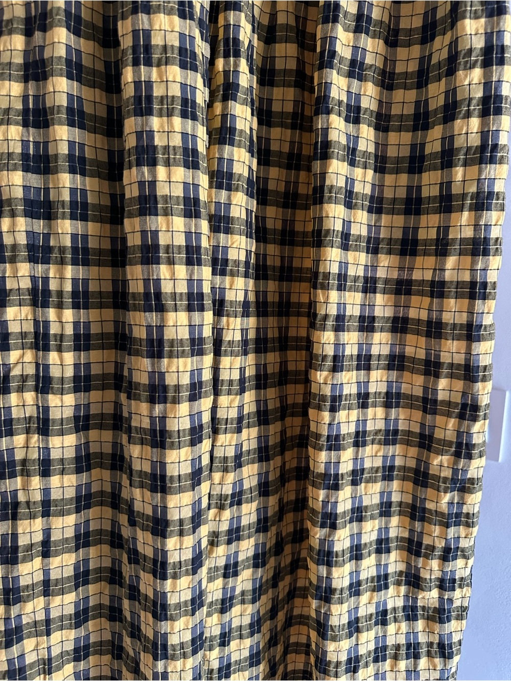 GANNI Shirred ruffle-trimmed checked cotton-blend midi dress - Picture 3 of 7